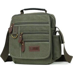 Mens Canvas Messenger Bag Small Crossbody Shoulder Bag Work Travel Laptop Bag